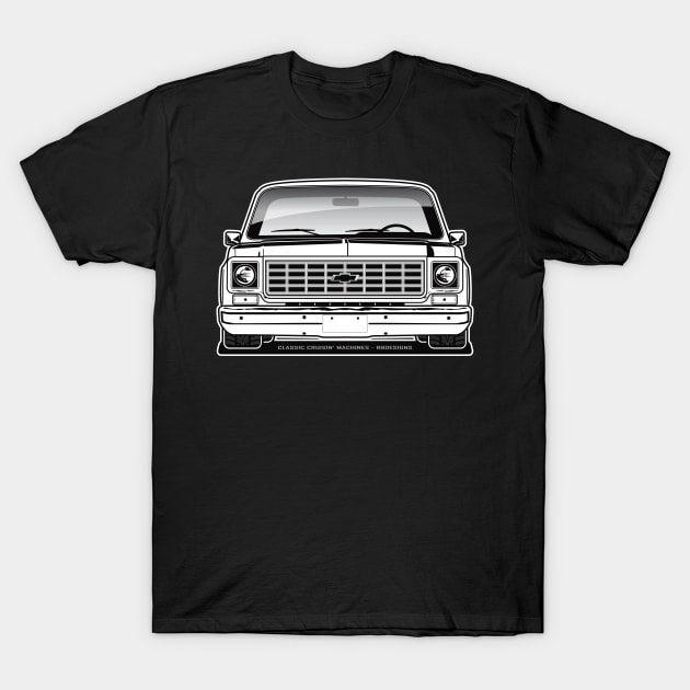 1975-1976 Squarebody Chevrolet C10 Blazer Suburban BW T-Shirt by RBDesigns